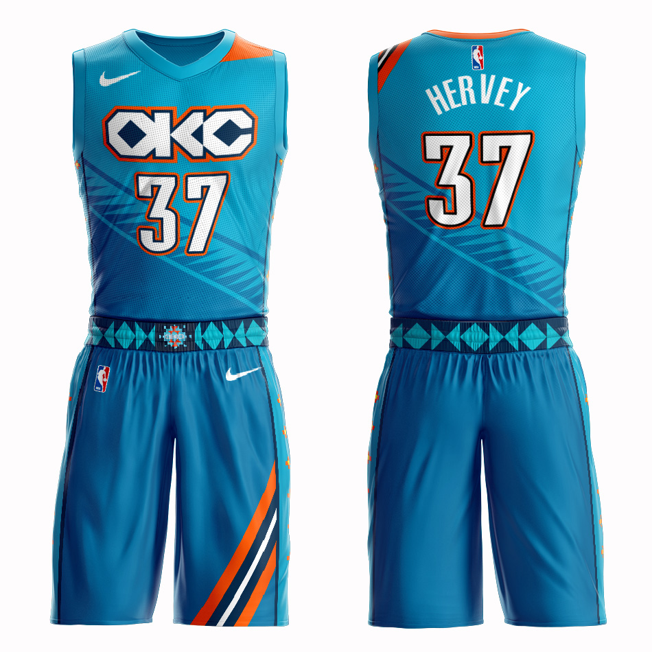 Customized 2019 Men Oklahoma City Thunder #37 Hervey blue NBA Nike jersey->oklahoma city thunder->NBA Jersey